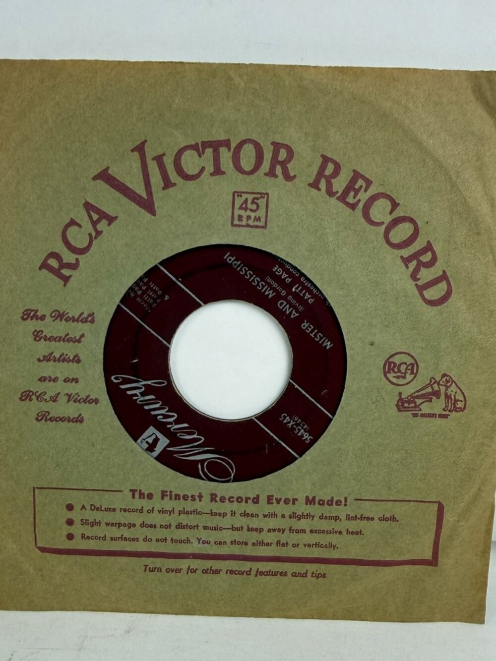 Patti Page 7" Vinyl Single 45 RPM Mercury 5645-X45 Vintage Pop 1951
